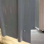 Colorsteel cladding ribs aligned at shed corner showing correct spacing for corner flashing fit and seal